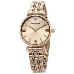 Emporio Armani T-Bar Gianni Rose Gold Dial Stainless Steel Watch For Women - AR11059 Watches Emporio Armani   