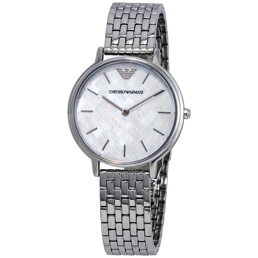 Emporio Armani Mother of Pearl Dial Silver Stainless Steel Watch For Women - AR11112 Watches Emporio Armani   