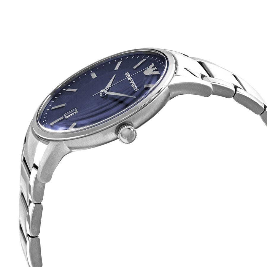 Emporio Armani Renato Blue Dial Silver Stainless Steel Strap Watch For Men - AR2477 Watches Emporio Armani   