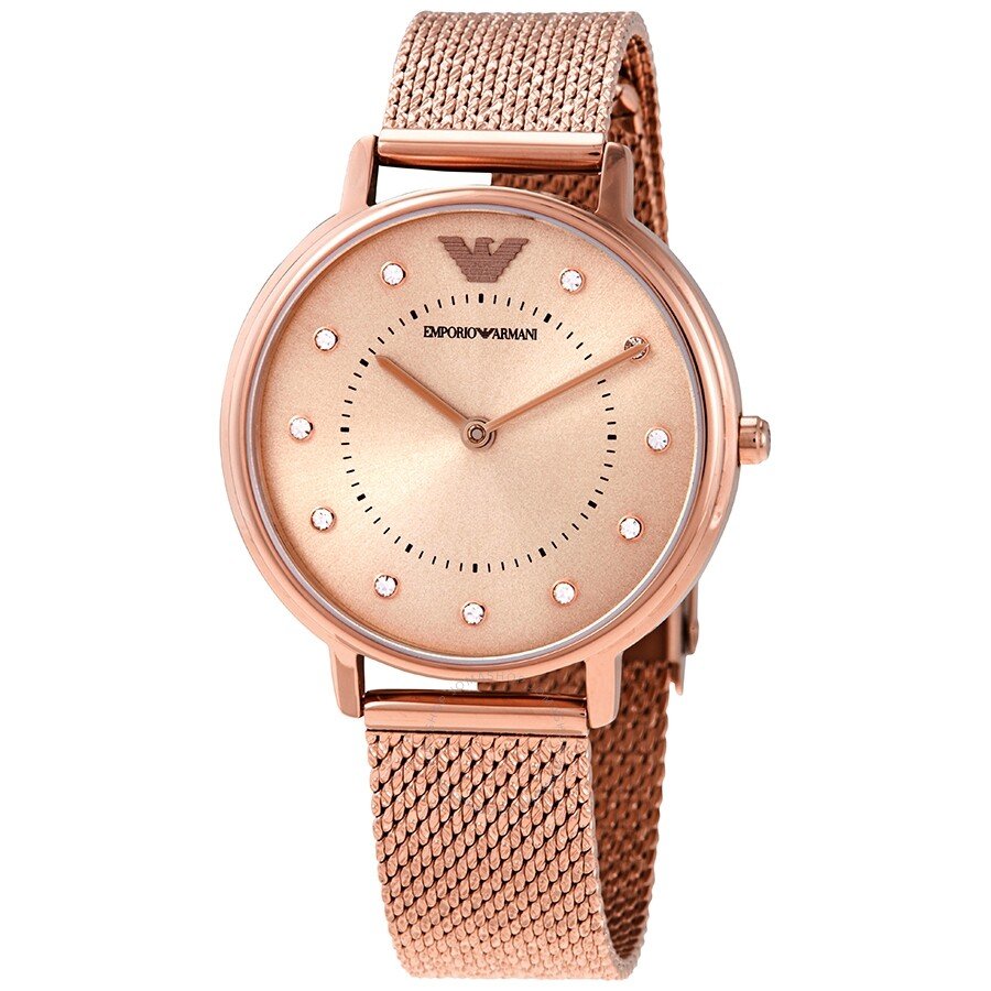 Emporio Armani Pink Dial Pink Mesh Bracelet Watch For Women - AR11129 Watches Emporio Armani   