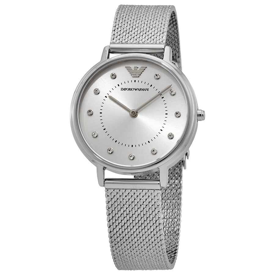 Emporio Armani Kappa Silver Dial Silver Mesh Bracelet Watch For Women - AR11128 Watches Emporio Armani   