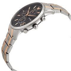 Emporio Armani Chronograph Black Dial Two Tone Stainless Steel Strap Watch For Men - AR11165 Watches Emporio Armani   