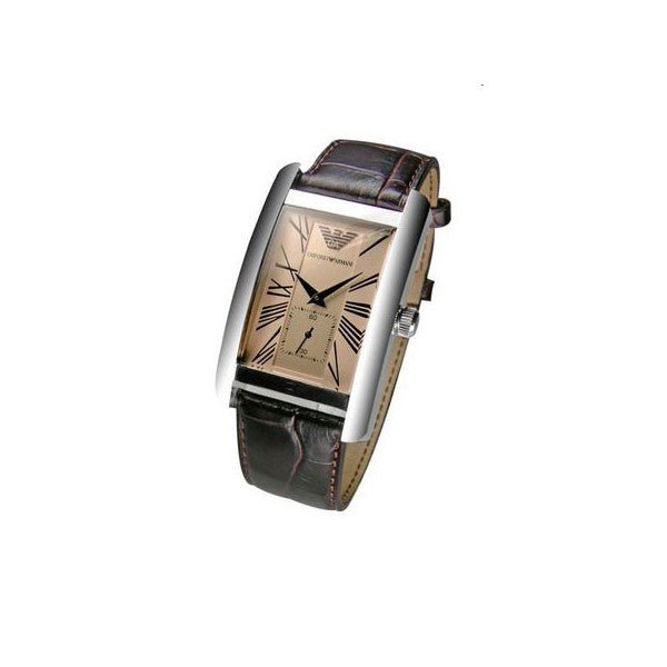 Emporio Armani Classic Beige Dial Brown Leather Strap Watch For Women - AR0155 Watches Emporio Armani   