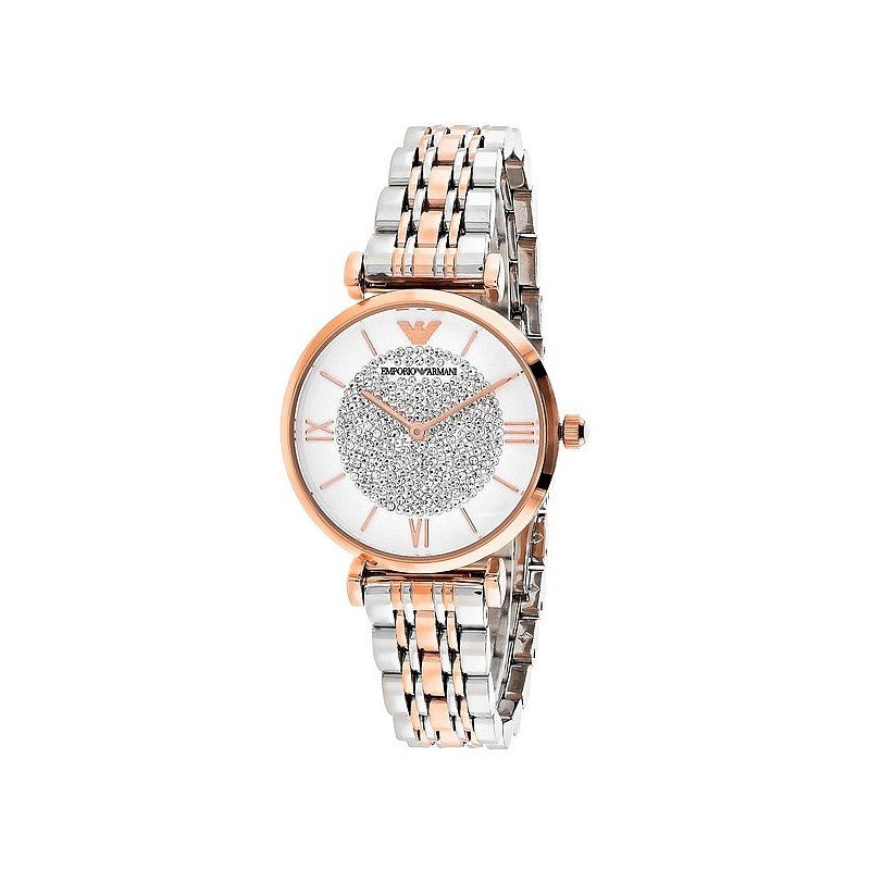 Emporio Armani Gianni T Bar White Dial Two Tone Stainless Steel Watch For Women - AR1926 Watches Emporio Armani   