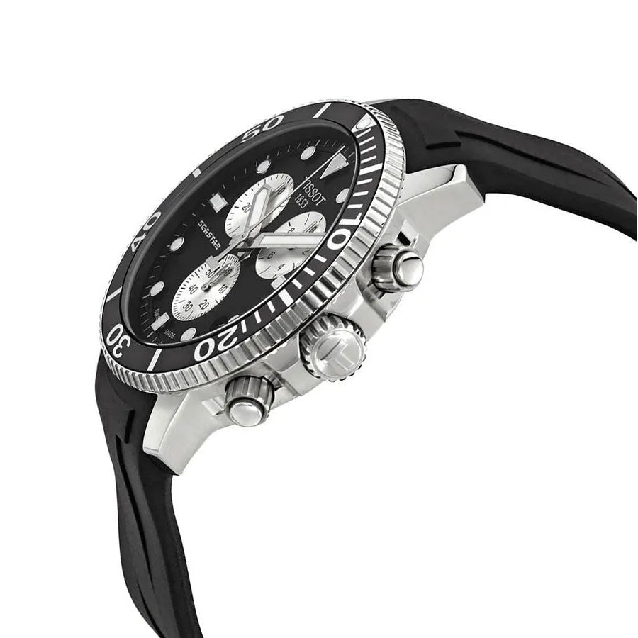 Tissot Seaster 1000 Chronograph Black Dial Black Rubber Strap Watch For Men - T120.417.17.051.00 Watches Tissot   