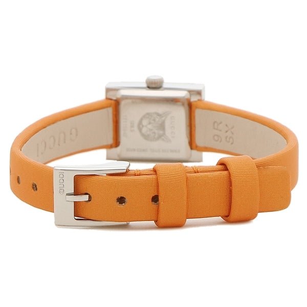 Gucci G-Frame Square Mother of Pearl Orange Dial Orange Leather Strap Watch For Women - YA128532 Watches Gucci   