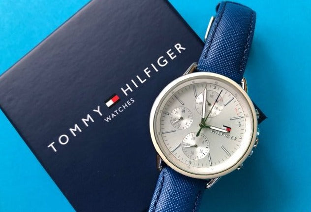 Tommy Hilfiger Carly Silver Dial Blue Leather Strap Watch for Women - 1781791 Watches Tommy Hilfiger   