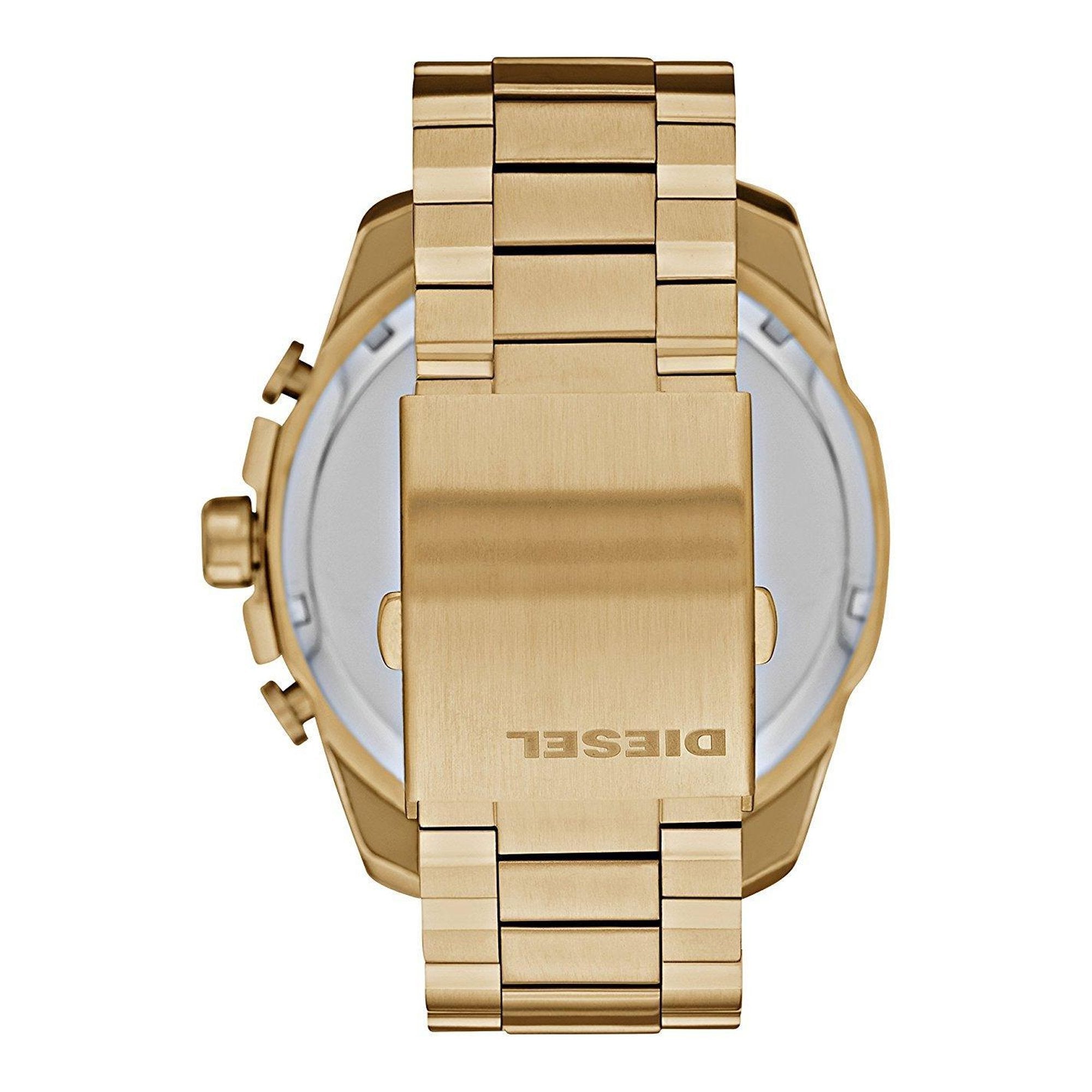 Diesel Mega Chief Gold Dial Gold Stainless Steel Chronograph Watch For Men - DZ4360 Watches Diesel   