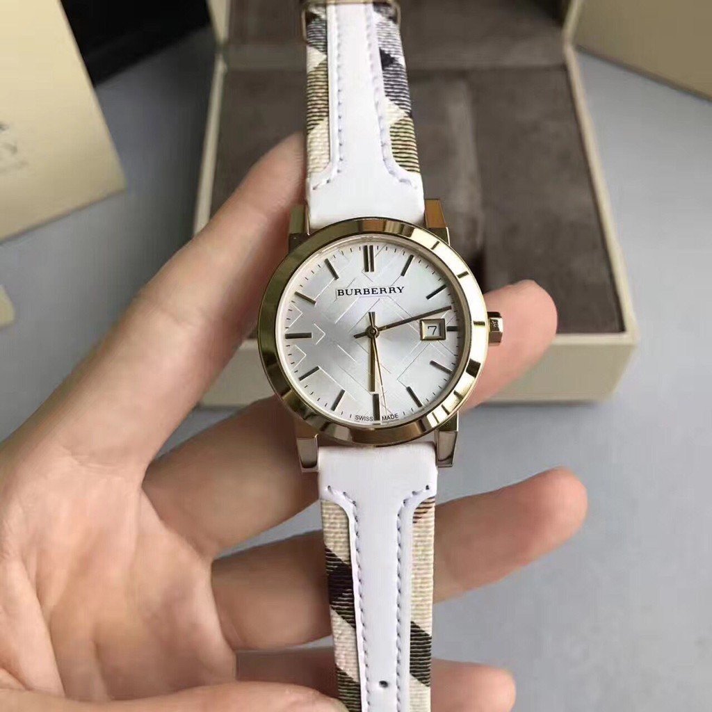 Burberry The City White Dial White Leather Strap Watch for Women - BU9015 Watches Burberry   