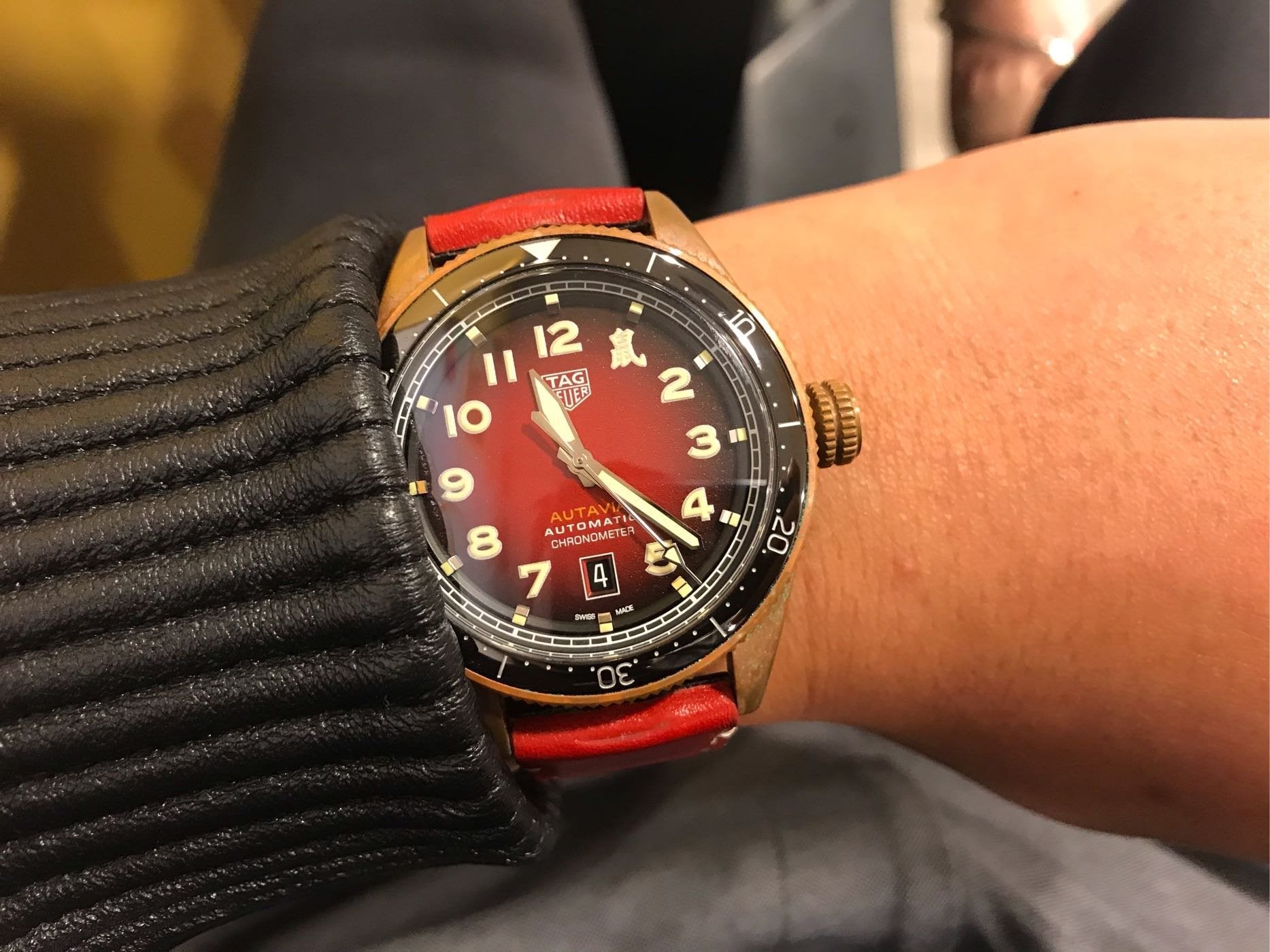 Tag Heuer Autavia Calibre 5 Chinese New Year Maroon Dial Maroon Leather Strap Watch for Men - WBE5193.FC8300 Watches Tag Heuer   