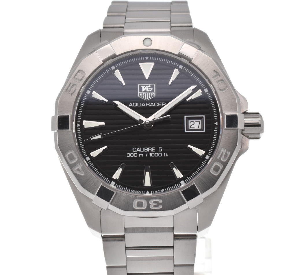 Tag Heuer Aquaracer Automatic 41mm Black Dial Silver Steel Strap Watch for Men - WAY2110.BA0928 Watches Tag Heuer   