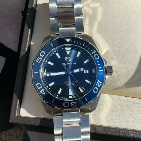 Tag Heuer Aquaracer 43mm Blue Dial Silver Steel Strap Watch for Men - WAY101C.BA0746 Watches Tag Heuer   