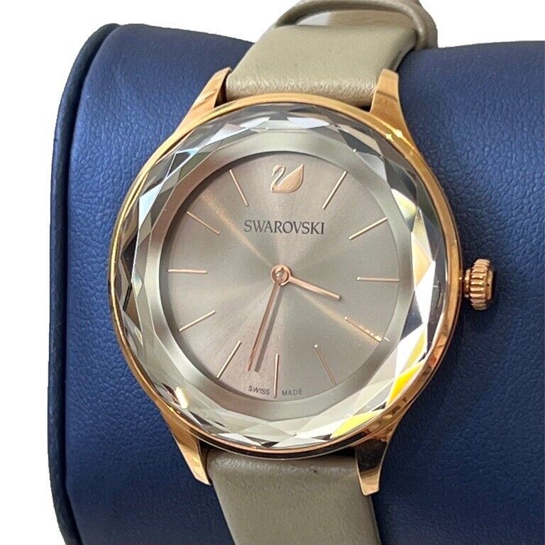 Swarovski Octea Nova Grey Dial Grey Leather Strap Watch for Women - 5295326 Watches Swarovski   