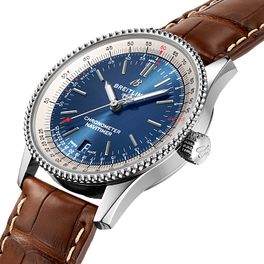 Breitling Navitimer Automatic 38mm Blue Dial Brown Leather Strap Mens Watch - A17325211C1P2 Watches Breitling   