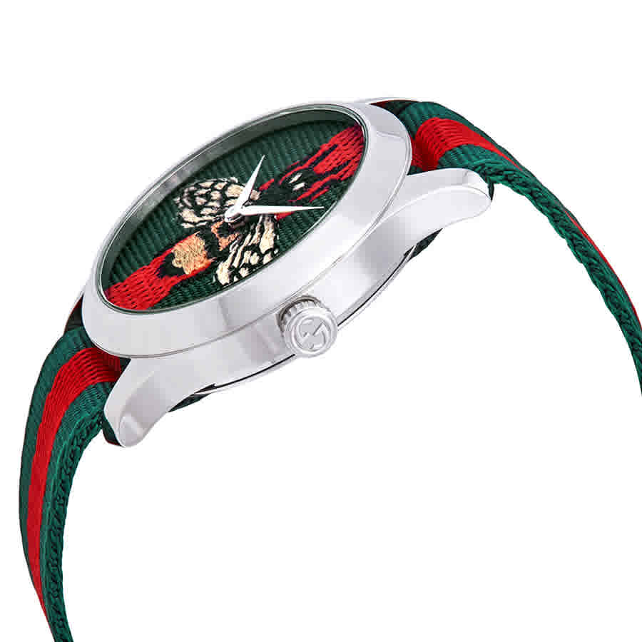 Gucci Le Marche des Merveilles Red & Green Dial Red & Green Nylon Strap Unisex Watch - YA1264060 Watches Gucci   