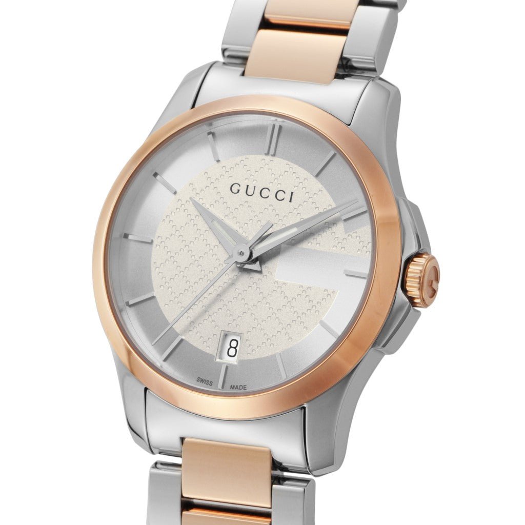 Gucci G Timeless Silver Dial Two Tone Steel Strap Watch For Women - YA126528 Watches Gucci   