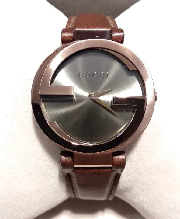 Gucci Interlocking Brown Dial Brown Leather Strap Watch For Women - YA133309 Watches Gucci   