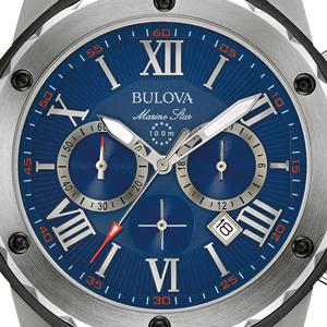 Bulova Marine Star Blue Dial Black Silicone Strap Watch for Men - 98B258 Watches Bulova   