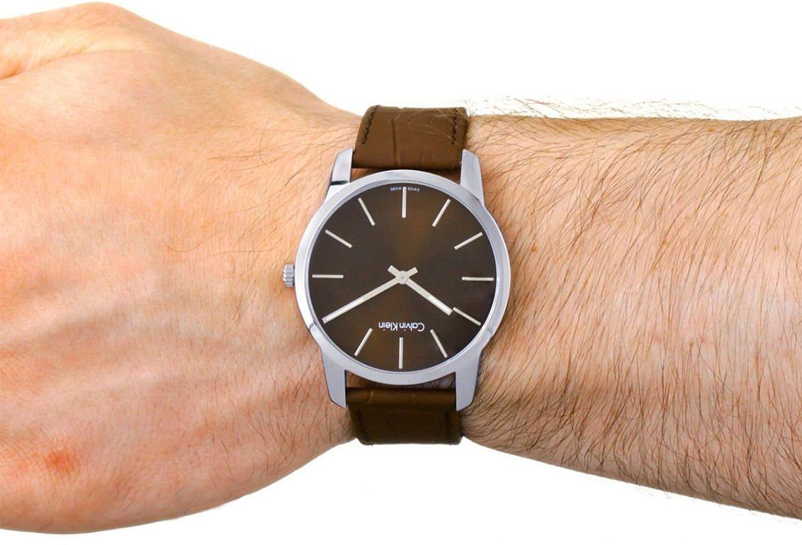 Calvin Klein City Brown Dial Brown Leather Strap Watch for Men - K2G211GK Watches Calvin Klein   