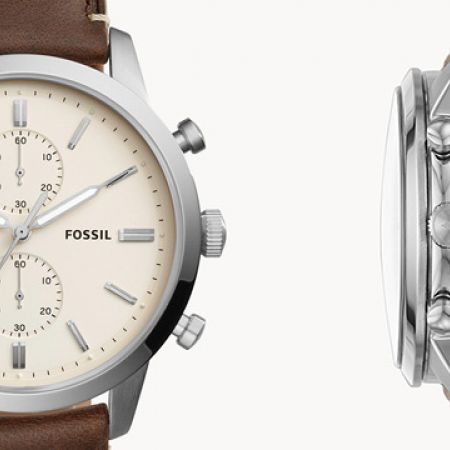 Fossil Townsman Chronograph White Dial Brown Leather Strap Watch for Men - FS5350 Watches Fossil   