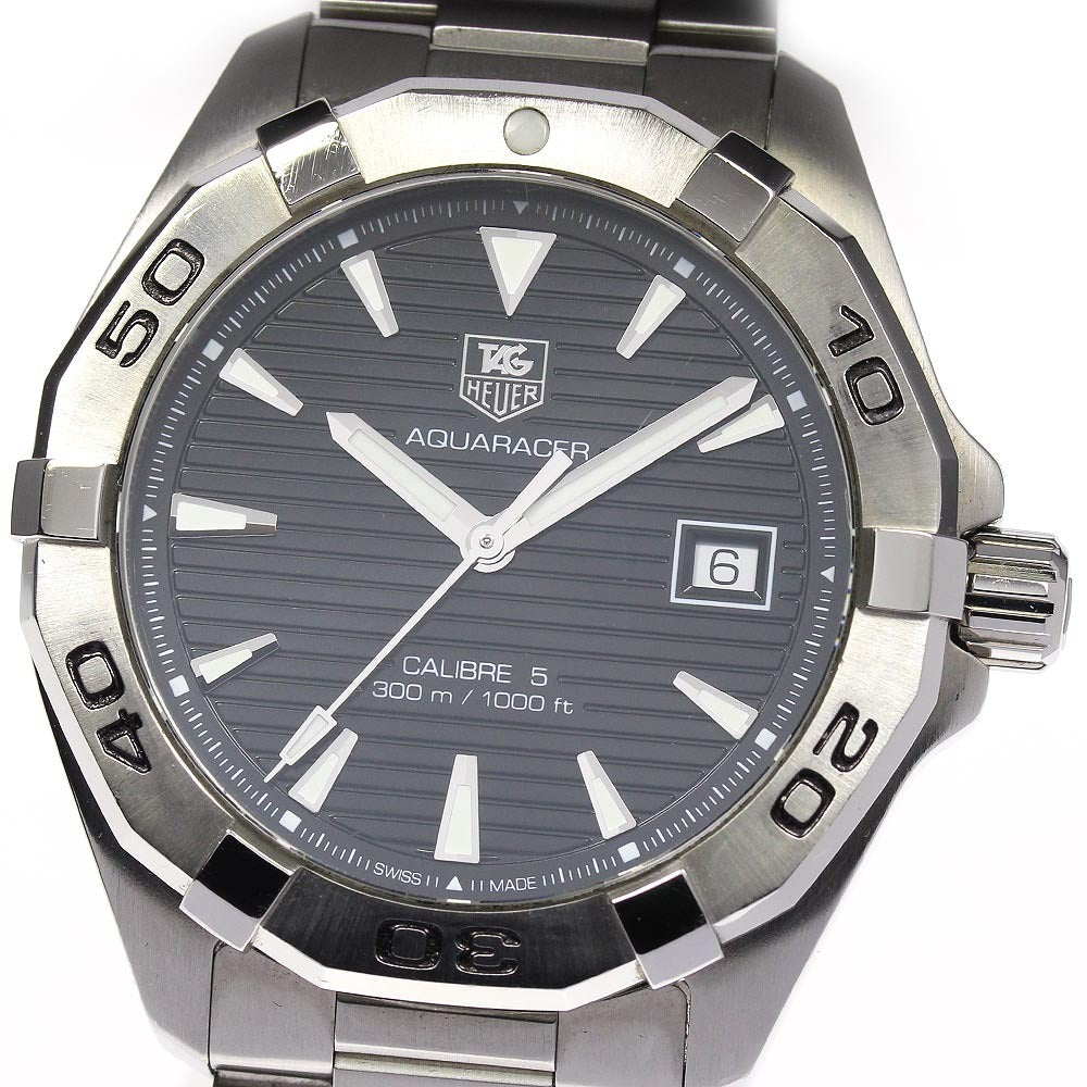 Tag Heuer Aquaracer Automatic 41mm Black Dial Silver Steel Strap Watch for Men - WAY2110.BA0928 Watches Tag Heuer   