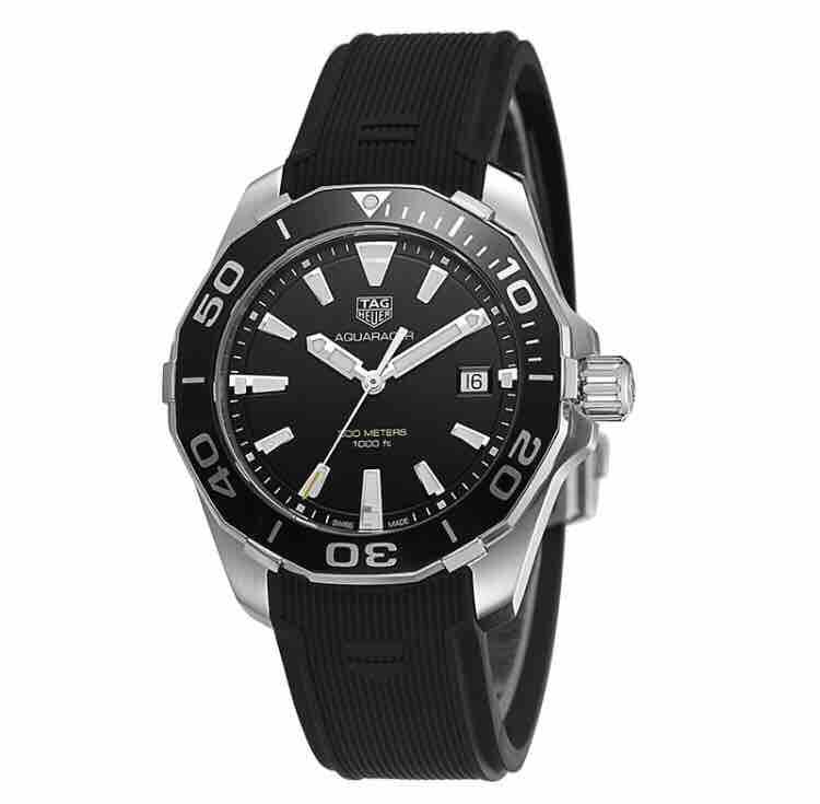 Tag Heuer Aquaracer Black Dial Black Rubber Strap Watch for Men - WAY111A.FT6151 Watches Tag Heuer   