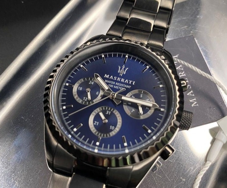 Maserati Competizione Blue Dial Stainless Steel Grey Strap Watch For Men - R8853100019 Watches Maserati   