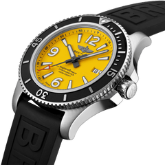 Breitling Superocean Automatic 44mm Yellow Dial Black Rubber Strap Watch for Men - A17367021I1S1 Watches Breitling   