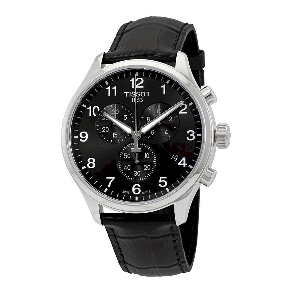 Tissot Chrono XL Classic 45mm Black Dial Black Leather Strap Watch For Men - T116.617.16.057.00 Watches Tissot   