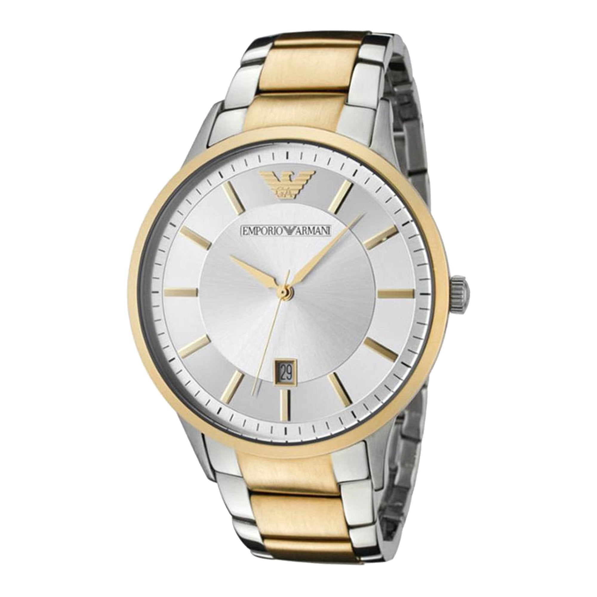 Emporio Armani Renato Silver Dial Two Tone Stainless Steel Watch For Men - AR2449 Watches Emporio Armani   