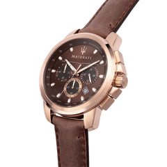 Maserati Successo Brown Dial Brown Leather Strap Watch For Men - R8871621004 Watches Maserati   