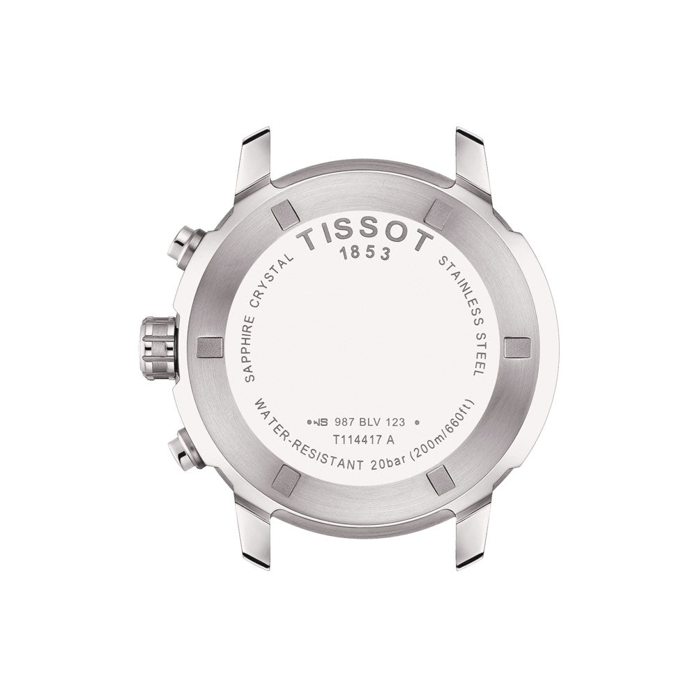 Tissot T Sport PRC 200 Chronograph White Dial Silver Steel Strap Watch For Men - T114.417.11.037.00 Watches Tissot   