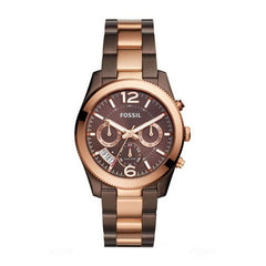 Fossil Perfect Boyfriend Multifunction Brown Dial Two Tone Steel Strap Watch for Women - ES4284 Watches Fossil   