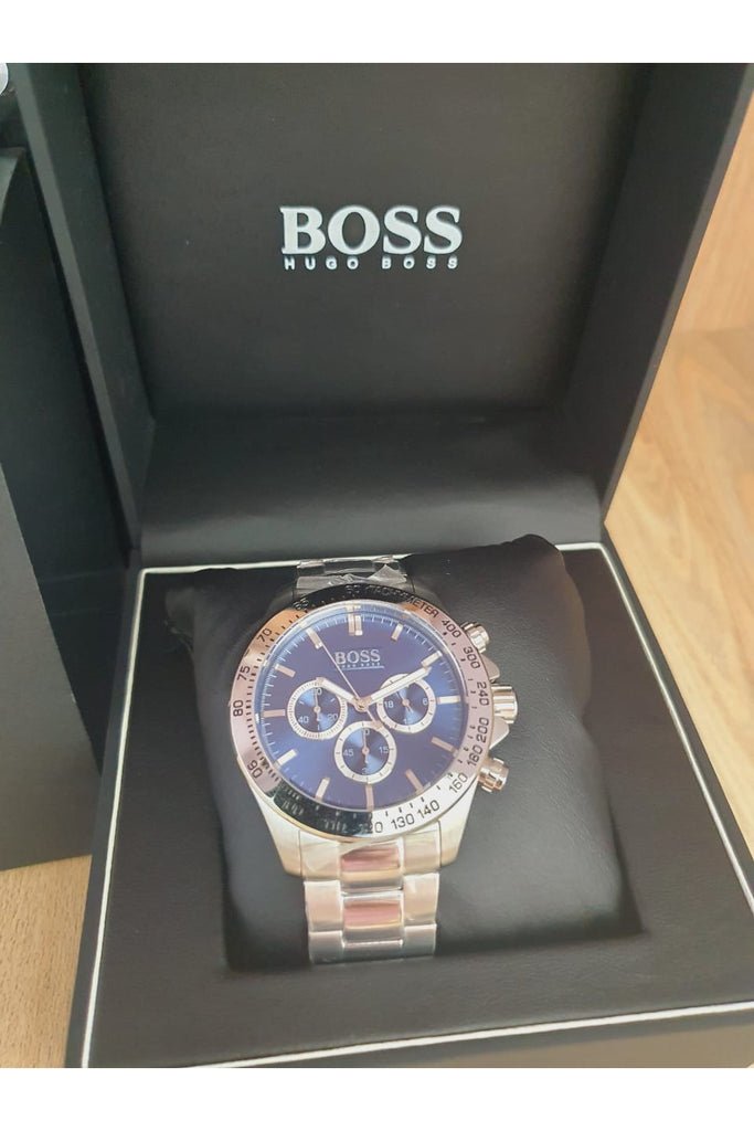 Hugo Boss Ikon Blue Dial Silver Steel Strap Watch for Men - 1512963 Watches Hugo Boss   