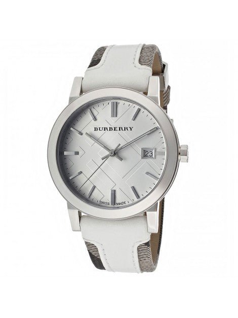 Burberry The City Silver Dial White Leather Strap Watch for Women - BU9019 Watches Burberry   