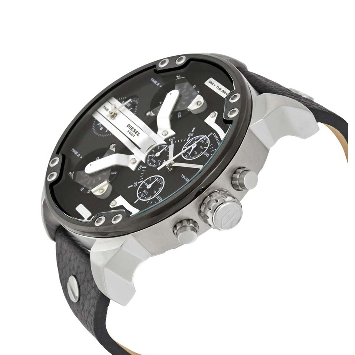Diesel Mr Daddy Black Dial Black Leather Strap Watch For Men - DZ7313 Watches Diesel   