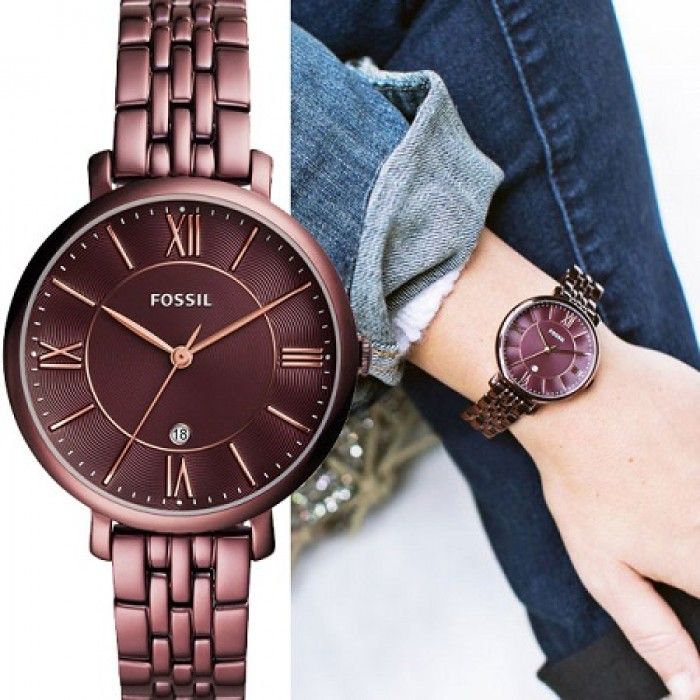 Fossil Jacqueline Brown Dial Brown Steel Strap Watch for Women - ES4100 Watches Fossil   