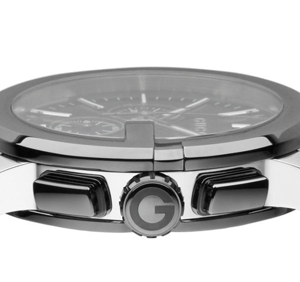 Gucci G Chrono Black Dial Black Leather Strap Watch For Men - YA101205 Watches Gucci   