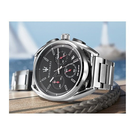 Maserati Trimarano Chronograph Black Dial Silver Stainless Steel Strap Watch For Men - R8873632003 Watches Maserati   