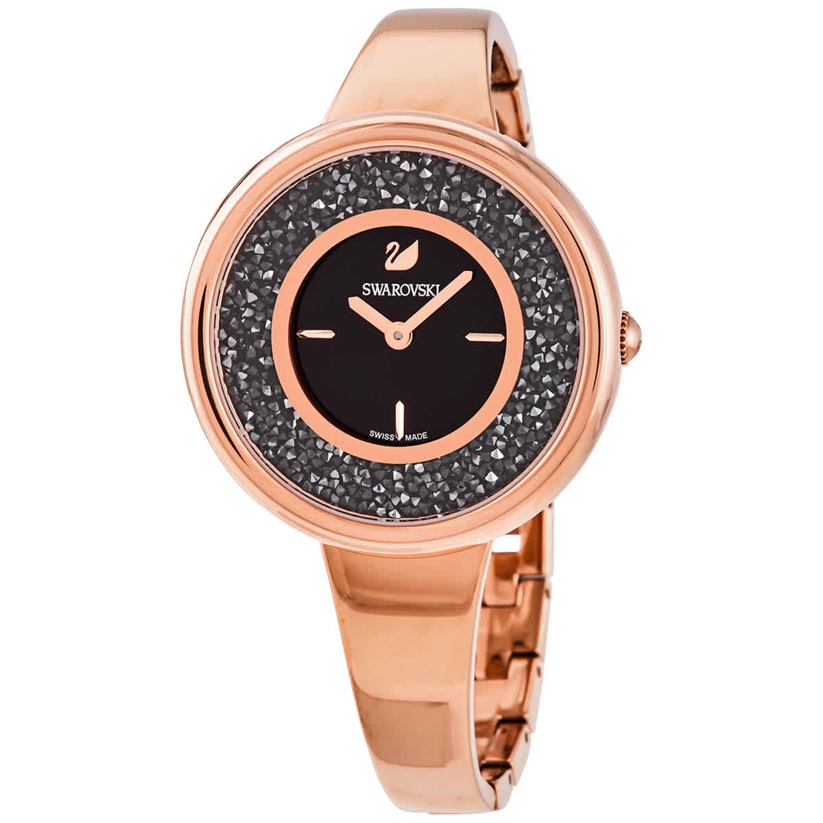 Swarovski Crystalline Pure Black Dial Rose Gold Steel Strap Watch for Women - 5295334 Watches Swarovski   