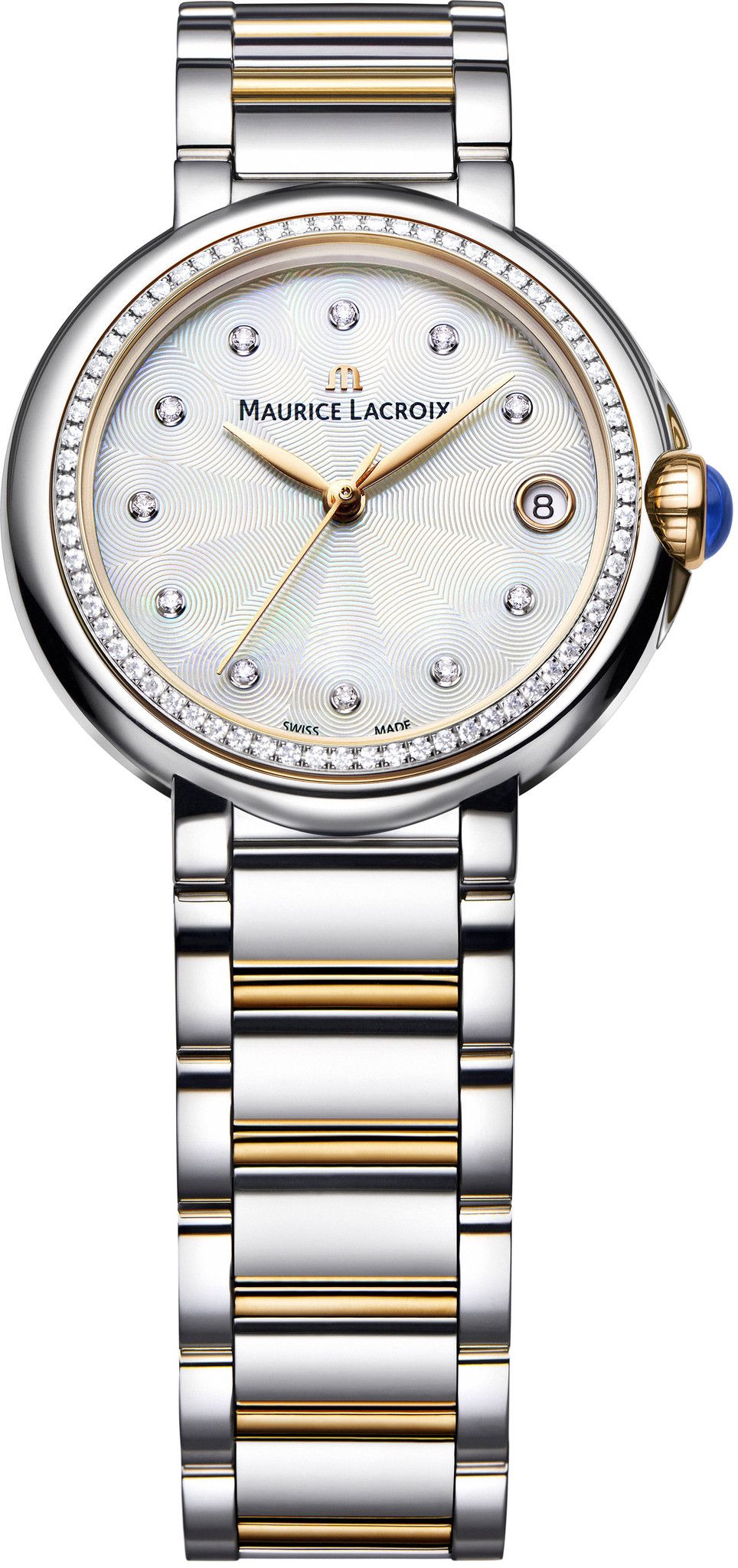 Maurice Lacroix Fiaba Date Diamonds White Mother of Pearl Dial Two Tone Steel Strap Watch for Women - FA1007-PVP23-170-1 Watches Maurice Lacroix   