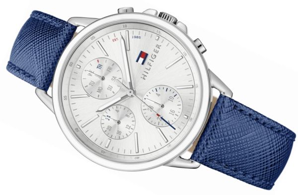 Tommy Hilfiger Carly Silver Dial Blue Leather Strap Watch for Women - 1781791 Watches Tommy Hilfiger   