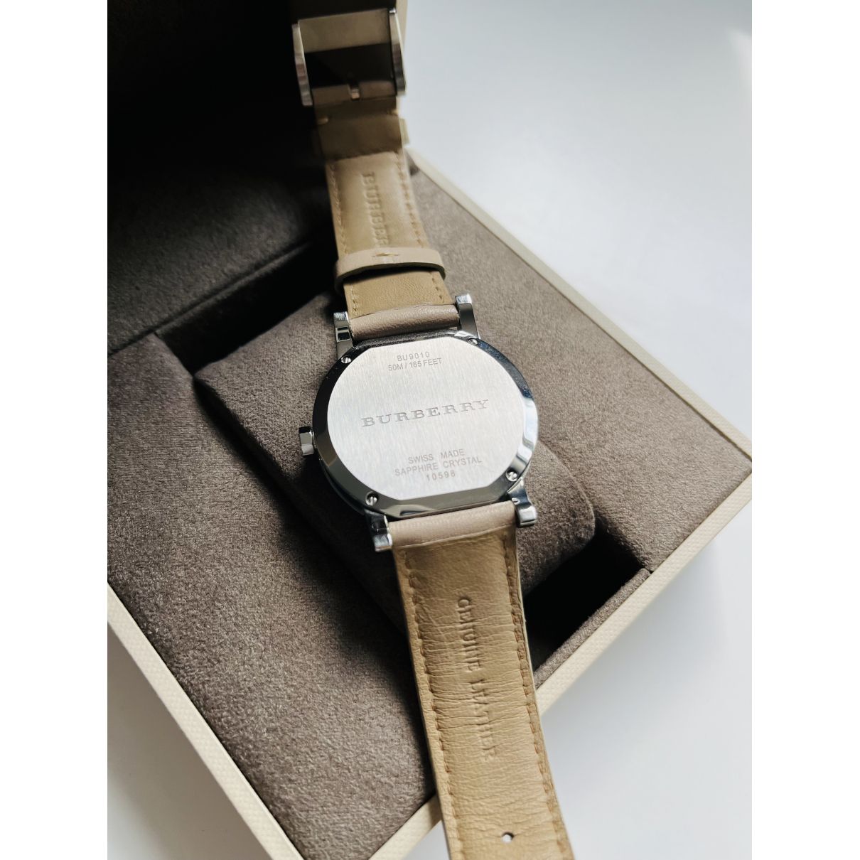 Burberry The City Silver Dial Beige Leather Strap Unisex Watch - BU9010 Watches Burberry   