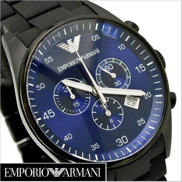 Emporio Armani Sportivo Chronograph Blue Dial Black Strap Watch For Men - AR5921 Watches Emporio Armani   