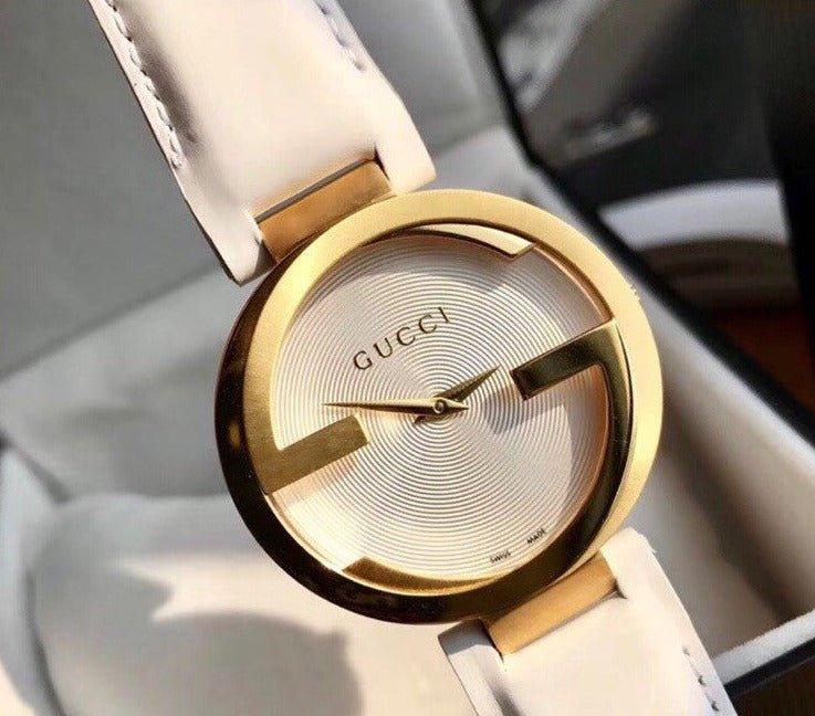 Gucci G Interlocking White Dial White Leather Strap Watch For Women - YA133327 Watches Gucci   