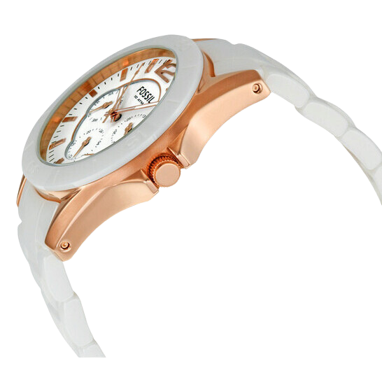 Fossil Ceramic Multifunction White Dial White Steel Strap Watch for Women - CE1006 Watches Fossil   