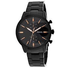 Fossil Townsman Chronograph Black Dial Black Steel Strap Watch for Men - FS5379 Watches Fossil   