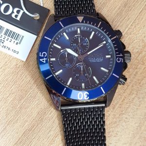 Hugo Boss Ocean Edition Blue Dial Black Mesh Bracelet Watch for Men - 1513702 Watches Hugo Boss   