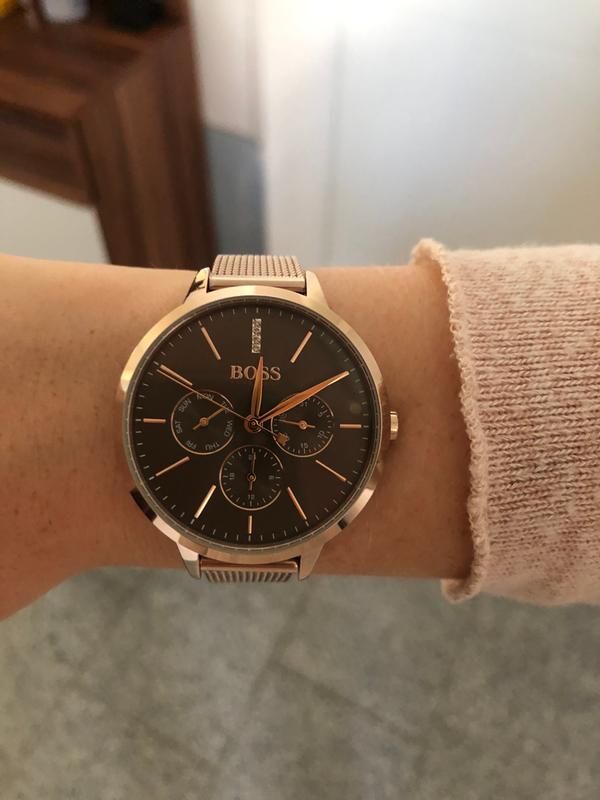 Hugo Boss Symphony Grey Dial Gold Mesh Bracelet Watch for Women - 1502424 Watches Hugo Boss   