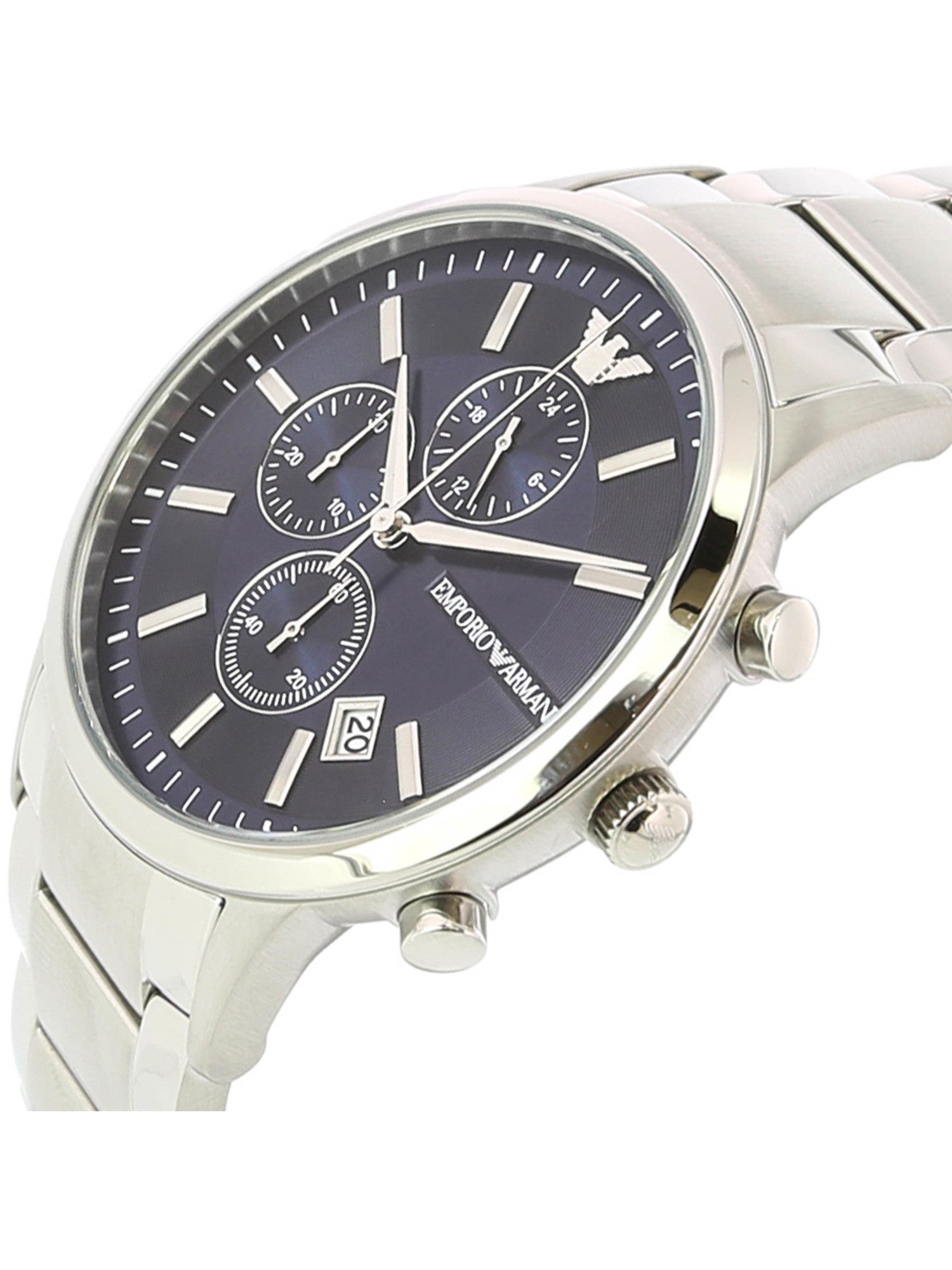 Emporio Armani Renato Chronograph Blue Dial Stainless Steel Strap Watch For Men - AR11164 Watches Emporio Armani   